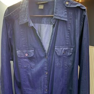 Long denim shirt.  Adjustable sleeves. Size 16.